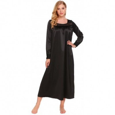 Nightgowns & Sleepshirts Long Sleeve Nightgown Victorian Sexy Sleepwear for Women - Black_7693 - CZ18805GX7A