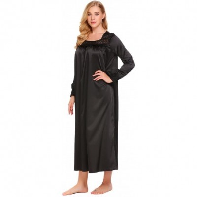 Nightgowns & Sleepshirts Long Sleeve Nightgown Victorian Sexy Sleepwear for Women - Black_7693 - CZ18805GX7A