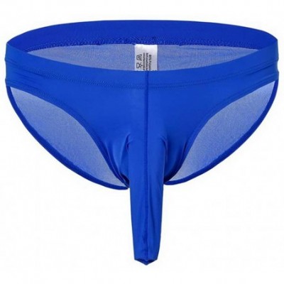 Briefs Men's Ice Silk Underwear Briefs Elephant Nose Briefs Scrotum Pants - Color Blue - C018Y5WDRTL