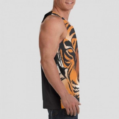 Undershirts Men Muscle Tank Top Summer Beach Holiday Fashion Sleeveless Vest Shirts - Striped Bengal Tiger King - CJ19D8QU72C