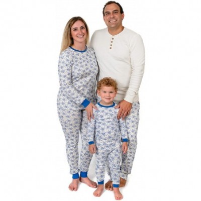 Sets Women's Family Jammies- Matching Holiday Pajamas- Organic Cotton Pjs - Frozen Blue Snowflakes - C718QROCW9Q