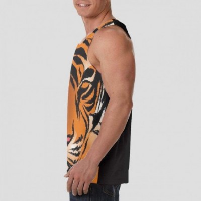 Undershirts Men Muscle Tank Top Summer Beach Holiday Fashion Sleeveless Vest Shirts - Striped Bengal Tiger King - CJ19D8QU72C