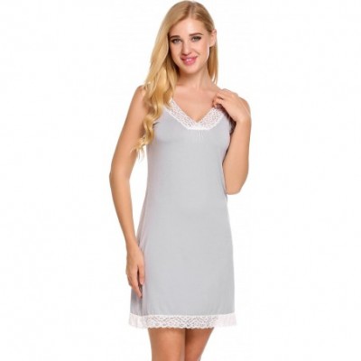 Nightgowns & Sleepshirts Womens Luxury Modal Nightgown Comfort Chemise Full Slip Under Dress Nightgown - B-grey - CY18CXK7H5N