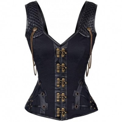 Bustiers & Corsets Women's Steampunk Corset Top Waist Training Bustier Body Shaper - C-black - CE18KKQ5WIY