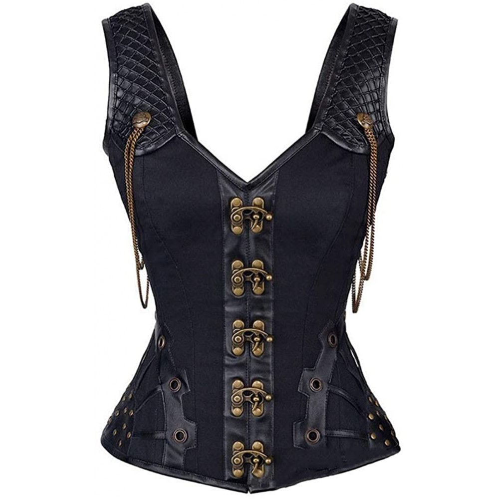 Bustiers & Corsets Women's Steampunk Corset Top Waist Training Bustier Body Shaper - C-black - CE18KKQ5WIY