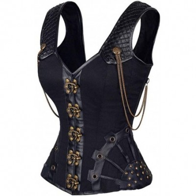 Bustiers & Corsets Women's Steampunk Corset Top Waist Training Bustier Body Shaper - C-black - CE18KKQ5WIY