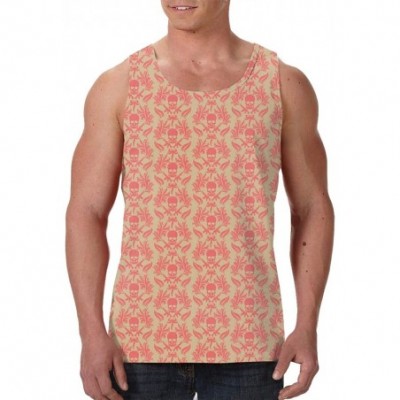 Undershirts Men's Sleeveless Undershirt Summer Sweat Shirt Beachwear - Damask Skulls - Black - CO19CK27XDH