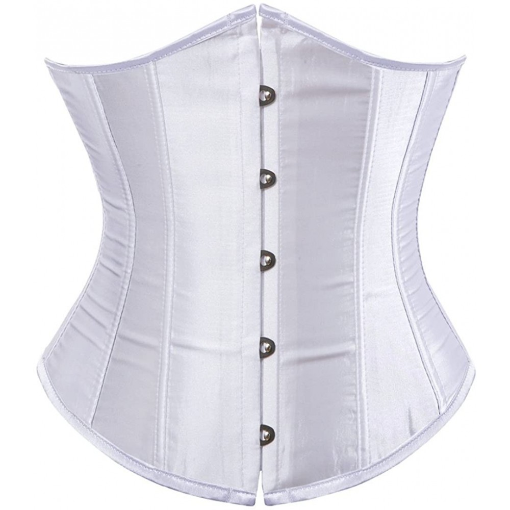 Bustiers & Corsets Women's Vintage Underbust Corset Bustier Waist Cincher Bodyshaper - White - C611RBB4UU9