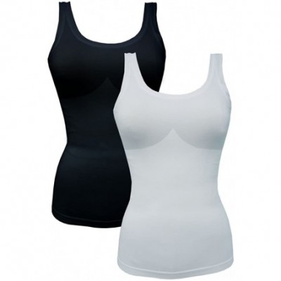 Camisoles & Tanks Seamless Ribbed Women's Camisole Tank Top - 2 Pack - Black- White - CL1858X649K