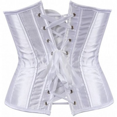 Bustiers & Corsets Women's Vintage Underbust Corset Bustier Waist Cincher Bodyshaper - White - C611RBB4UU9