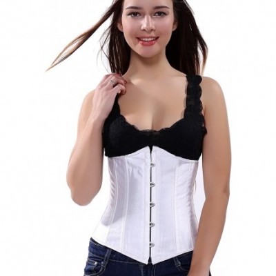 Bustiers & Corsets Women's Vintage Underbust Corset Bustier Waist Cincher Bodyshaper - White - C611RBB4UU9