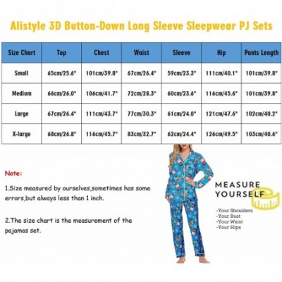 Sets Womens 3D Print Pajamas Cotton Button-Down Long Sleeve Nightwear Sleepwear Lounge PJ Set with Pants - Elk - CH18WQ52H7X