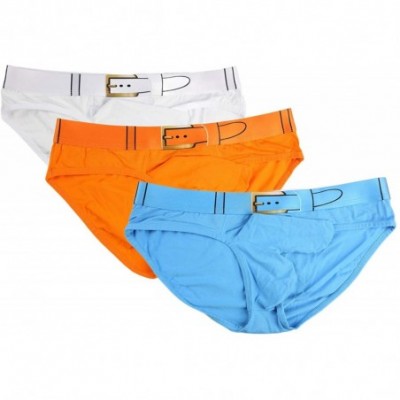 Briefs Men's Sexy Elephant Nasal Panties Cotton Triangle Briefs 3 Pack - Whi+ora+blu - CC193QUH9HK