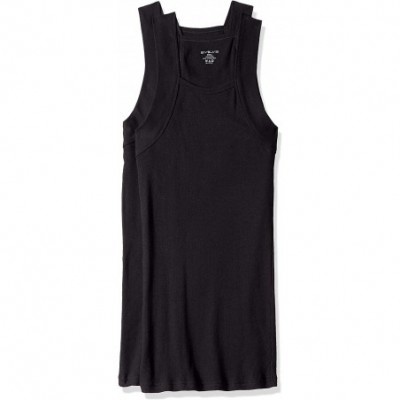 Undershirts Men's Cotton Comfort Square Cut Tank Multi Pack - Black - CD18GNOC808