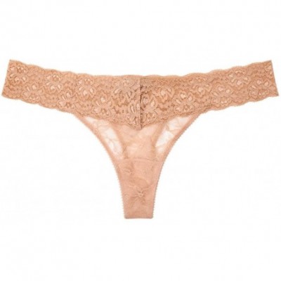 Panties Womens Stretch Lace Thong- Toasted Almond Nude- 8/XL - CE188QMIQ6Y