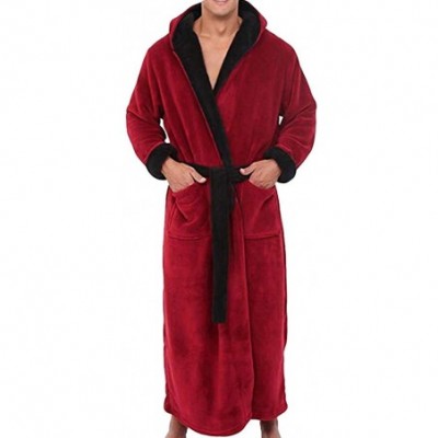 Robes Mens Pajamas Winter Lengthened Plush Shawl Bathrobe Home Clothes Robe Plus Size Oversized Coat - CL18L35I054