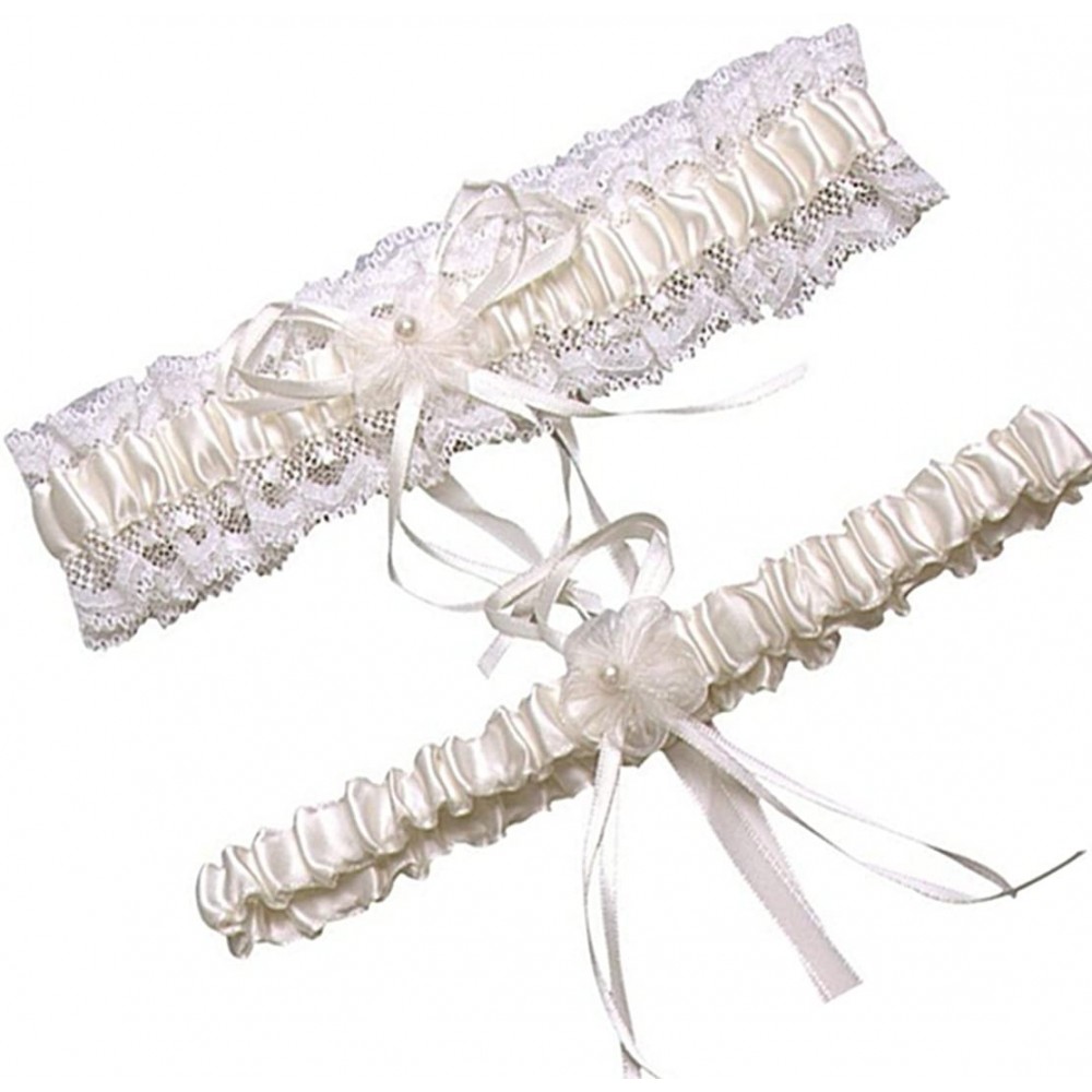 Garters & Garter Belts Wedding Bridal Garter Belt Bridesmaids Legs Belt Prom Vintage for Women Lady Party Set of 2 - Beige - ...