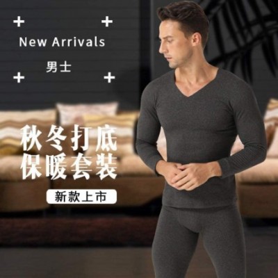 Thermal Underwear Winter Men's Thermal Underwear Cotton Autumn Clothes Pajamas Middle-Aged Large Size Thin Section Tight Bott...