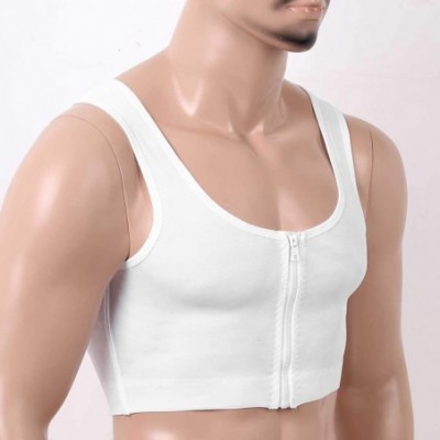 Shapewear Mens Slimming Body Shaper Corset Compression Shirts Weight Loss Hide Gynecomastia Shapewear - White Sleeveless - CH...