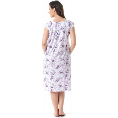 Nightgowns & Sleepshirts Women's Cap Sleeves Floral Lace Nightgown - Floral/Purple - C911ASP3893