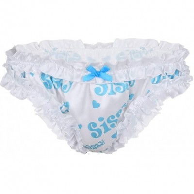 Briefs Men's Sissy Frilly Ruffled Bloomers Bikini Briefs Underwear Triangle Thongs Panties - Blue - CO19DYK784D