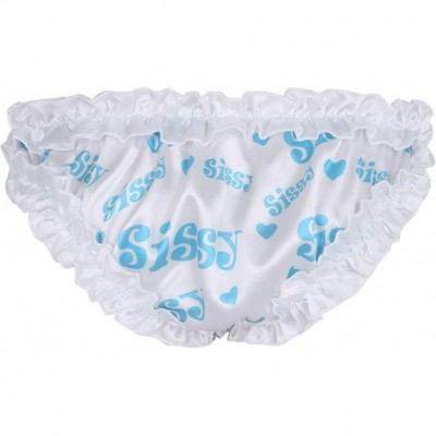 Briefs Men's Sissy Frilly Ruffled Bloomers Bikini Briefs Underwear Triangle Thongs Panties - Blue - CO19DYK784D