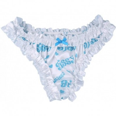 Briefs Men's Sissy Frilly Ruffled Bloomers Bikini Briefs Underwear Triangle Thongs Panties - Blue - CO19DYK784D