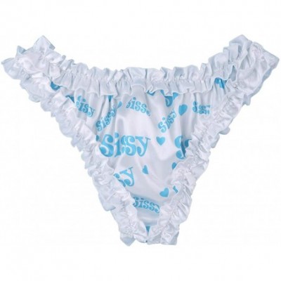 Briefs Men's Sissy Frilly Ruffled Bloomers Bikini Briefs Underwear Triangle Thongs Panties - Blue - CO19DYK784D