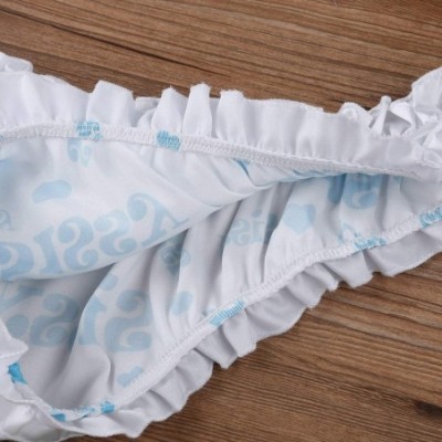 Briefs Men's Sissy Frilly Ruffled Bloomers Bikini Briefs Underwear Triangle Thongs Panties - Blue - CO19DYK784D