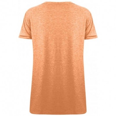 Thermal Underwear Women's Casual Solid Color Short Sleeve O-Neck Shirt Knotted Top T-Shirt - Orange - CT1944RKDHU