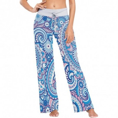 Bottoms Women's Comfy Casual Pajama Pants Funny Animal Print Drawstring Palazzo Lounge Pants Wide Leg - Blue - CB197E39WXO