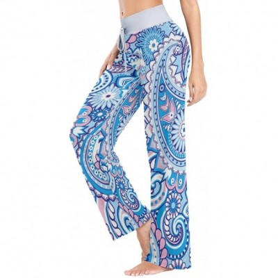 Bottoms Women's Comfy Casual Pajama Pants Funny Animal Print Drawstring Palazzo Lounge Pants Wide Leg - Blue - CB197E39WXO