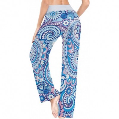 Bottoms Women's Comfy Casual Pajama Pants Funny Animal Print Drawstring Palazzo Lounge Pants Wide Leg - Blue - CB197E39WXO