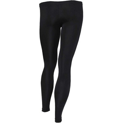 Thermal Underwear Men's Silk Compression Baselayer Pouch Pants Johns Underwear Semi See Through Leggings Tights - Black - C31...