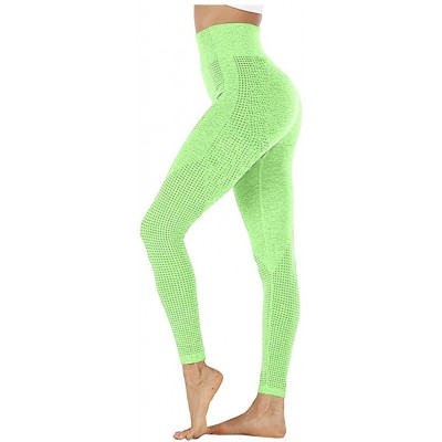 Robes Sports Yoga Pants for Women Speed Dry Slim Fit Hip Seamless Point Pant Fitness High Waist Trousers - Green - C1194T9N5LS