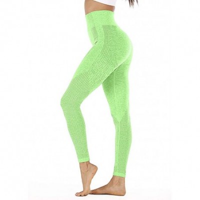 Robes Sports Yoga Pants for Women Speed Dry Slim Fit Hip Seamless Point Pant Fitness High Waist Trousers - Green - C1194T9N5LS