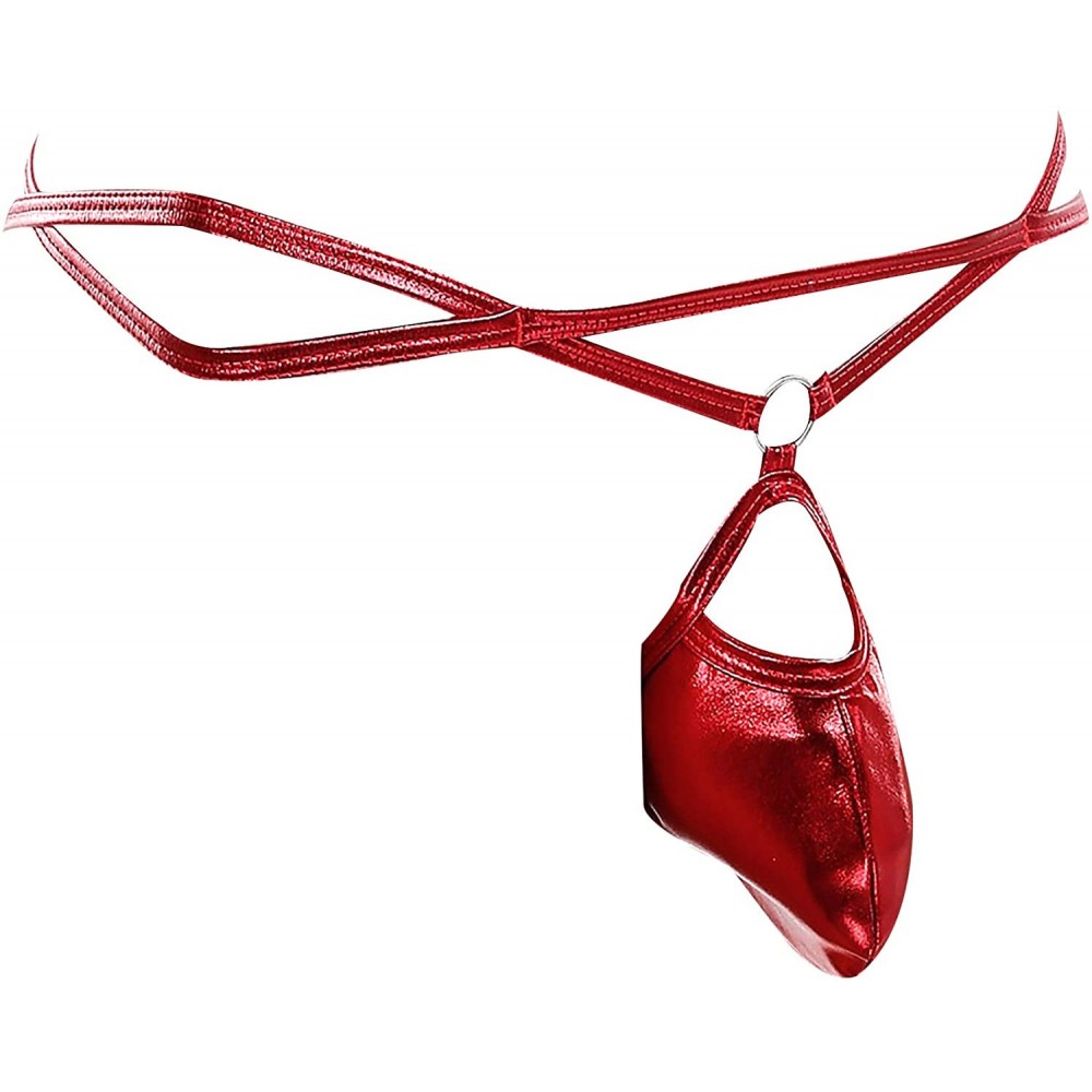 G-Strings & Thongs G-String Cross Elastic Micro Pouch Mens Stylish Sexy Underwear - Red - CC18W2EUOZG