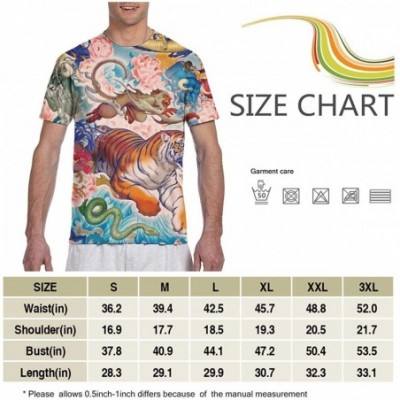 Undershirts Basic Short Sleeve T-Shirts Tops for Men Boys Teens Adult- Big and Tall Sizes - Embroidery Oriental Floral Dragon...