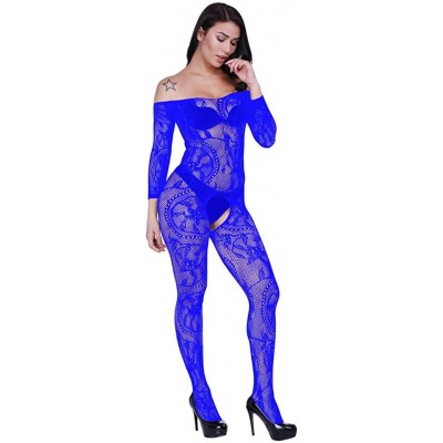 Baby Dolls & Chemises Women's Sheer Mesh Lace Lingerie Hollow Fishnet Babydoll Underwear Nightwear Pajamas Pantyhose Rompers ...