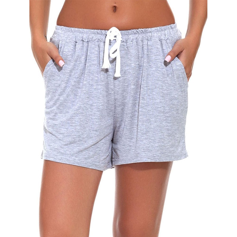 Bottoms Women Casual Sleep Shorts Stretchy Cotton Pajama Bottoms Lounge Shorts - Grey - CU18CN0GZZY