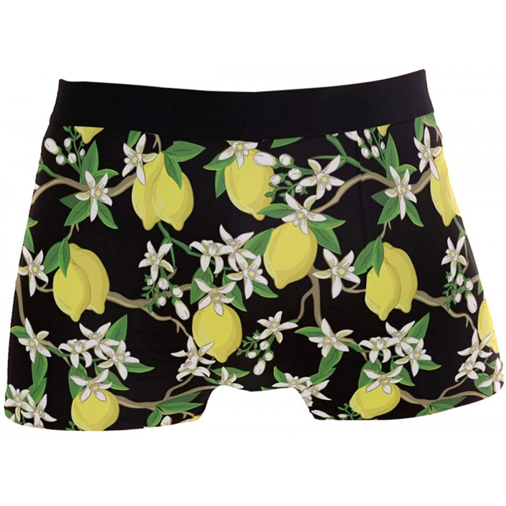 Boxer Briefs Men's Fashion Printed Waistband Boxer Brief Stretch Swimming Trunk - Lemons - C118OA636S3