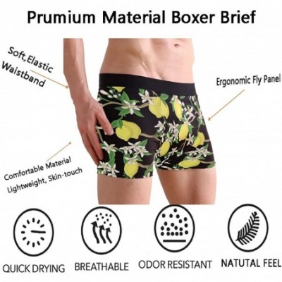 Boxer Briefs Men's Fashion Printed Waistband Boxer Brief Stretch Swimming Trunk - Lemons - C118OA636S3