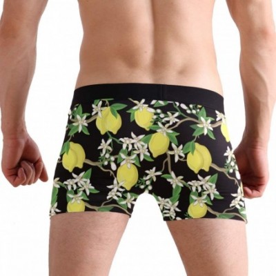 Boxer Briefs Men's Fashion Printed Waistband Boxer Brief Stretch Swimming Trunk - Lemons - C118OA636S3