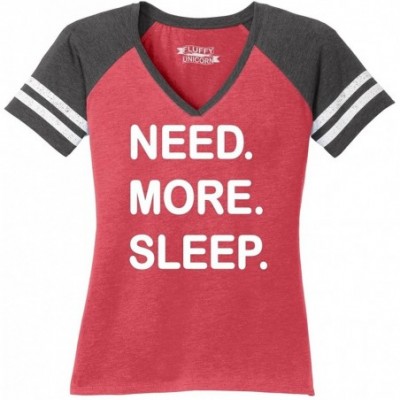 Tops Ladies Need More Sleep Game V-Neck Tee - Heathered Red/Heathered Charcoal - CY18CO7X7ZW