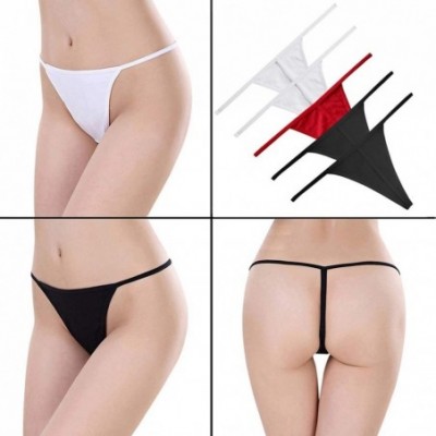 Panties 5Pack Women Sexy Thong Cotton Panty Low Cut G-Strings Seamless Underwear - Pack of 5 (Mix Color) - CY18D2C7XGY