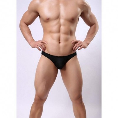 Briefs Sexy Men's Underwear Lace Low Waist Bikini Briefs - 3p-black - C1193O59RNQ