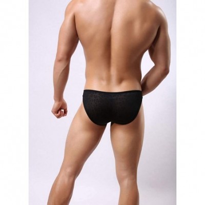 Briefs Sexy Men's Underwear Lace Low Waist Bikini Briefs - 3p-black - C1193O59RNQ