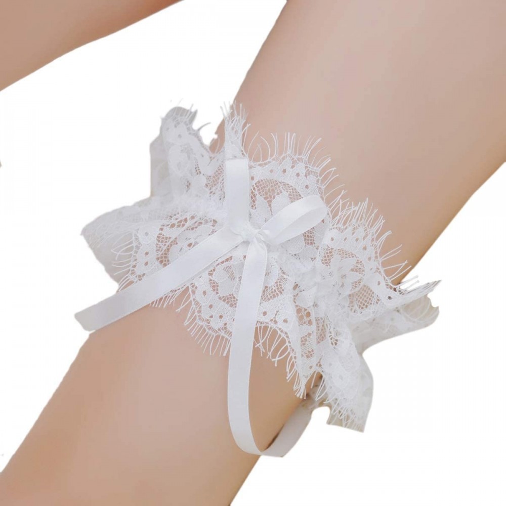 Garters & Garter Belts Sexy Lace Wedding Garter Bridal Garters for Bride Party Prom Leg Garter - 2-off White - CL18H5KRS66