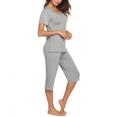 Sets Womens Pajama Pants Sets Cap Sleeve Lounge Sets Sleepwear with Pockets Joggers Pjs Sets - 1 Grey - C3190SCI26U