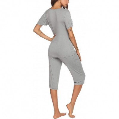 Sets Womens Pajama Pants Sets Cap Sleeve Lounge Sets Sleepwear with Pockets Joggers Pjs Sets - 1 Grey - C3190SCI26U